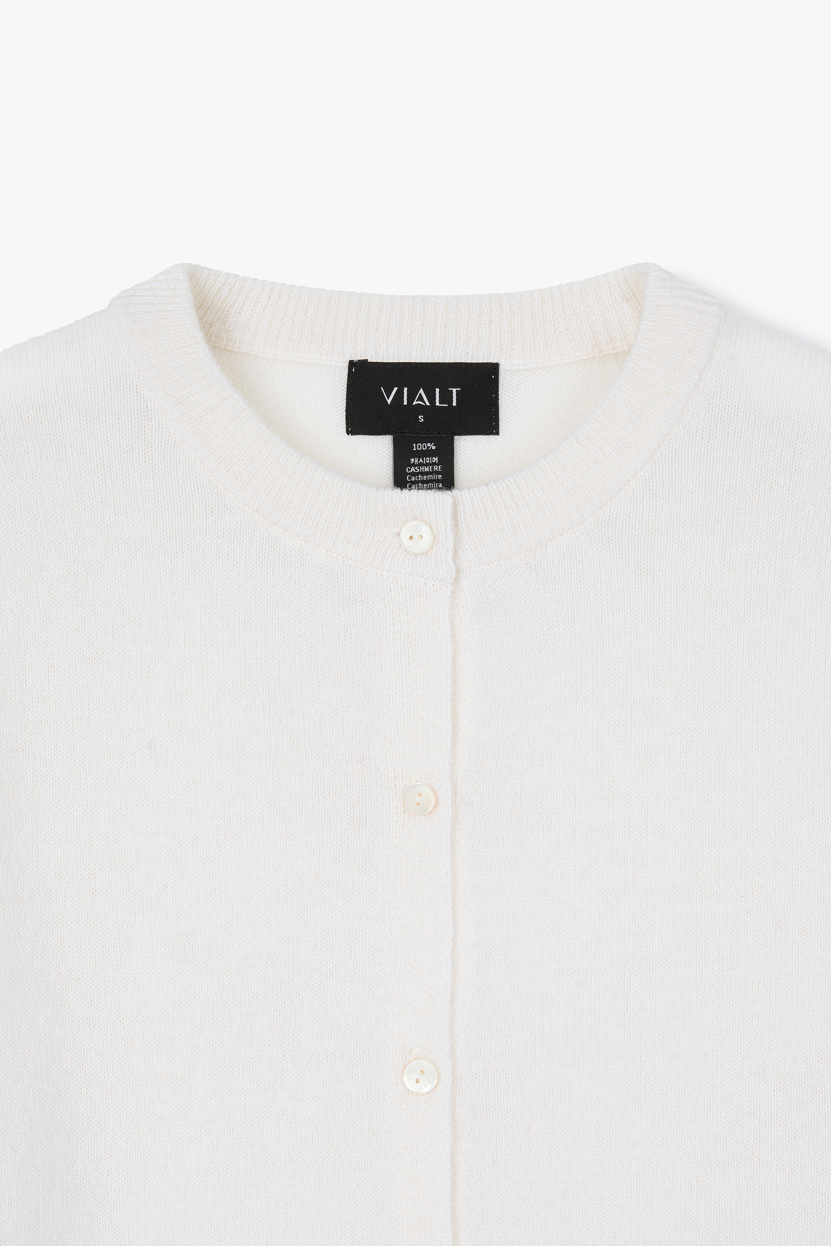 [캐시미어100] 베이직 라운드넥 가디건 WHITE