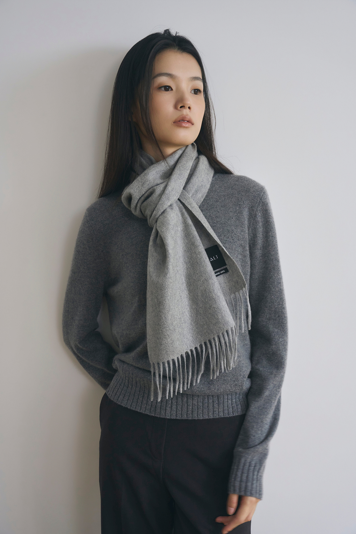 [캐시미어100] 베이직 머플러 MID GRAY