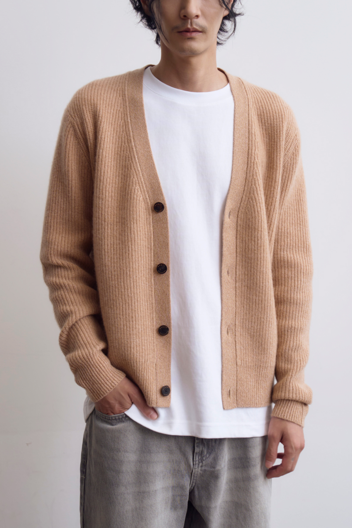 [캐시미어100] 하찌 가디건 CAMEL BEIGE