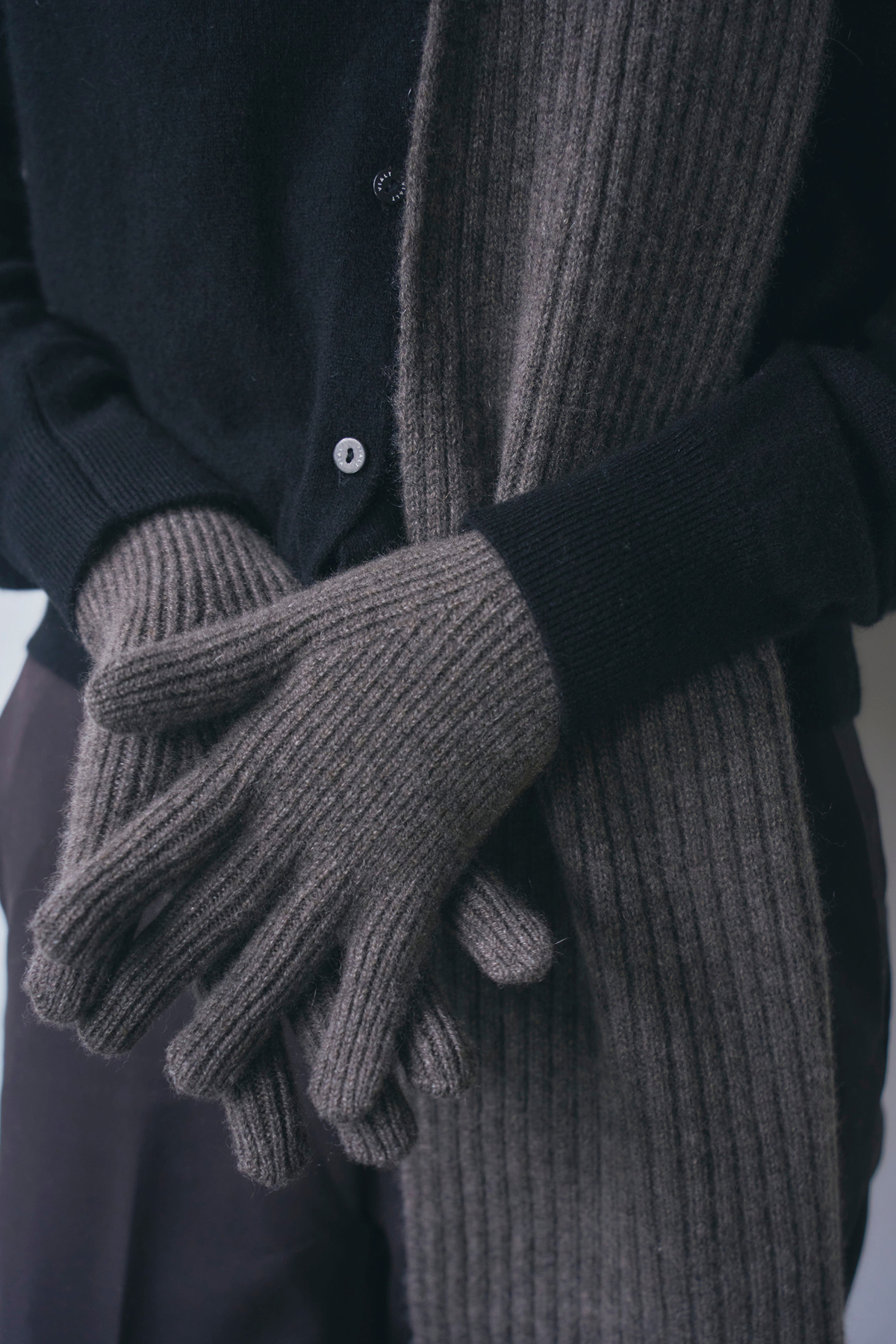 [캐시미어100] 립 장갑 MELANGE CHARCOAL