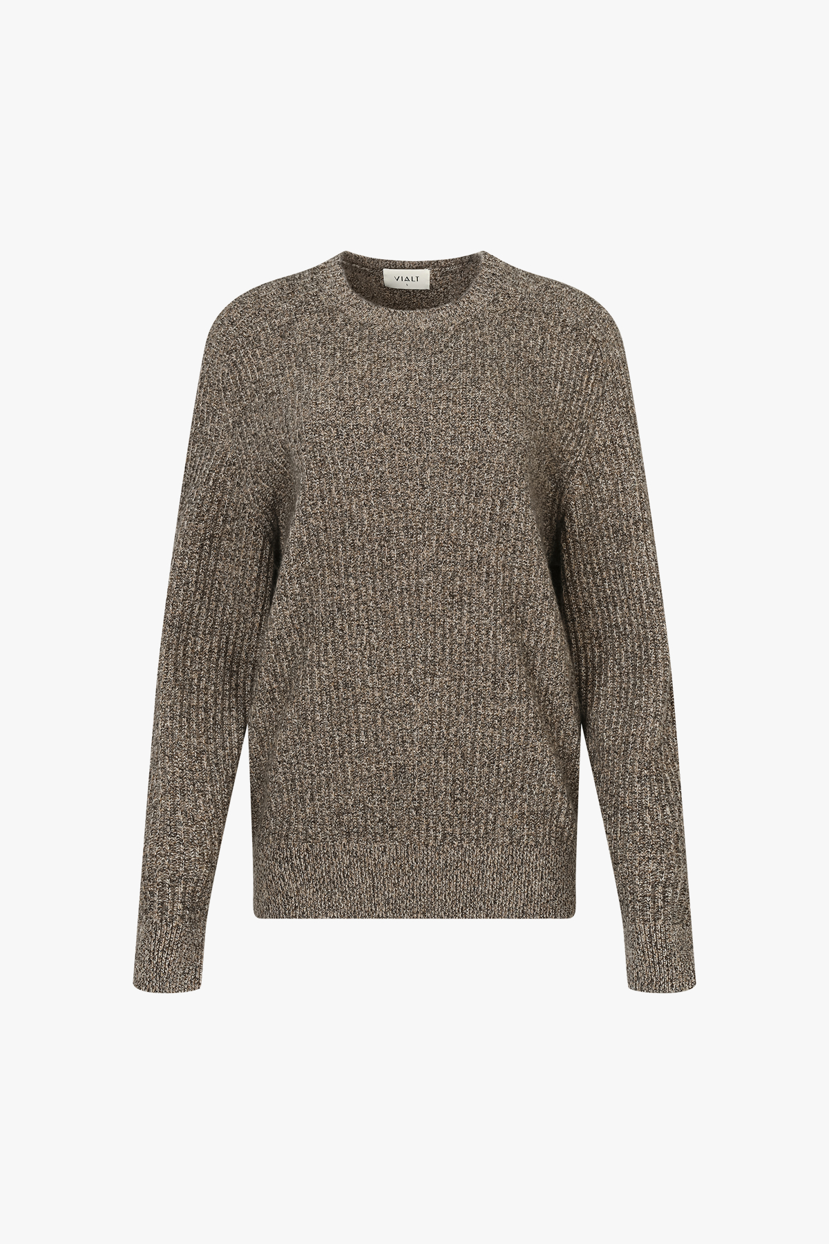 [캐시미어100] 하찌 라운드 니트 TWEED BROWN