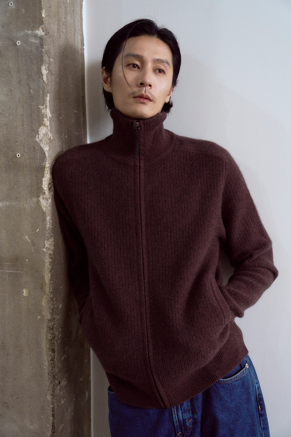 [캐시미어100] 집업 가디건 MAHOGANY BROWN