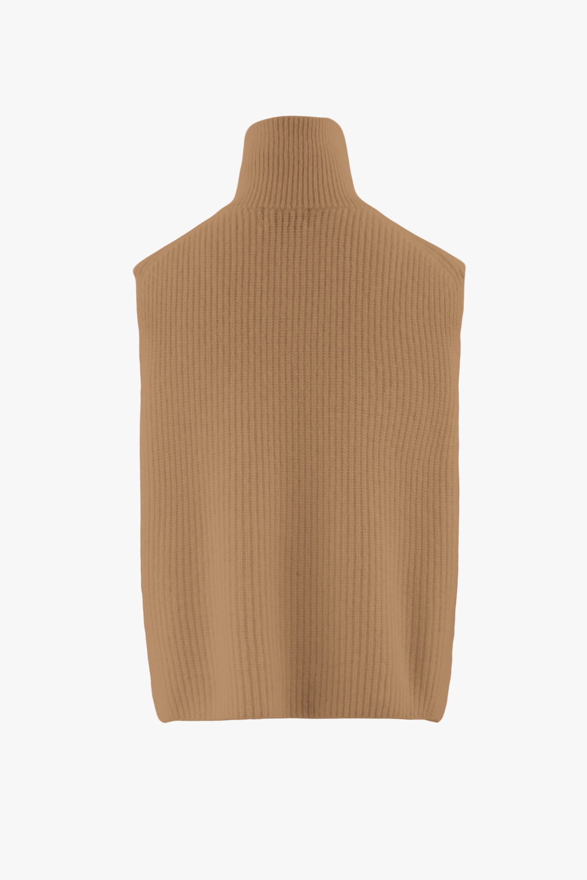 [캐시미어100] 하이넥 오픈 베스트 CARAMEL BROWN