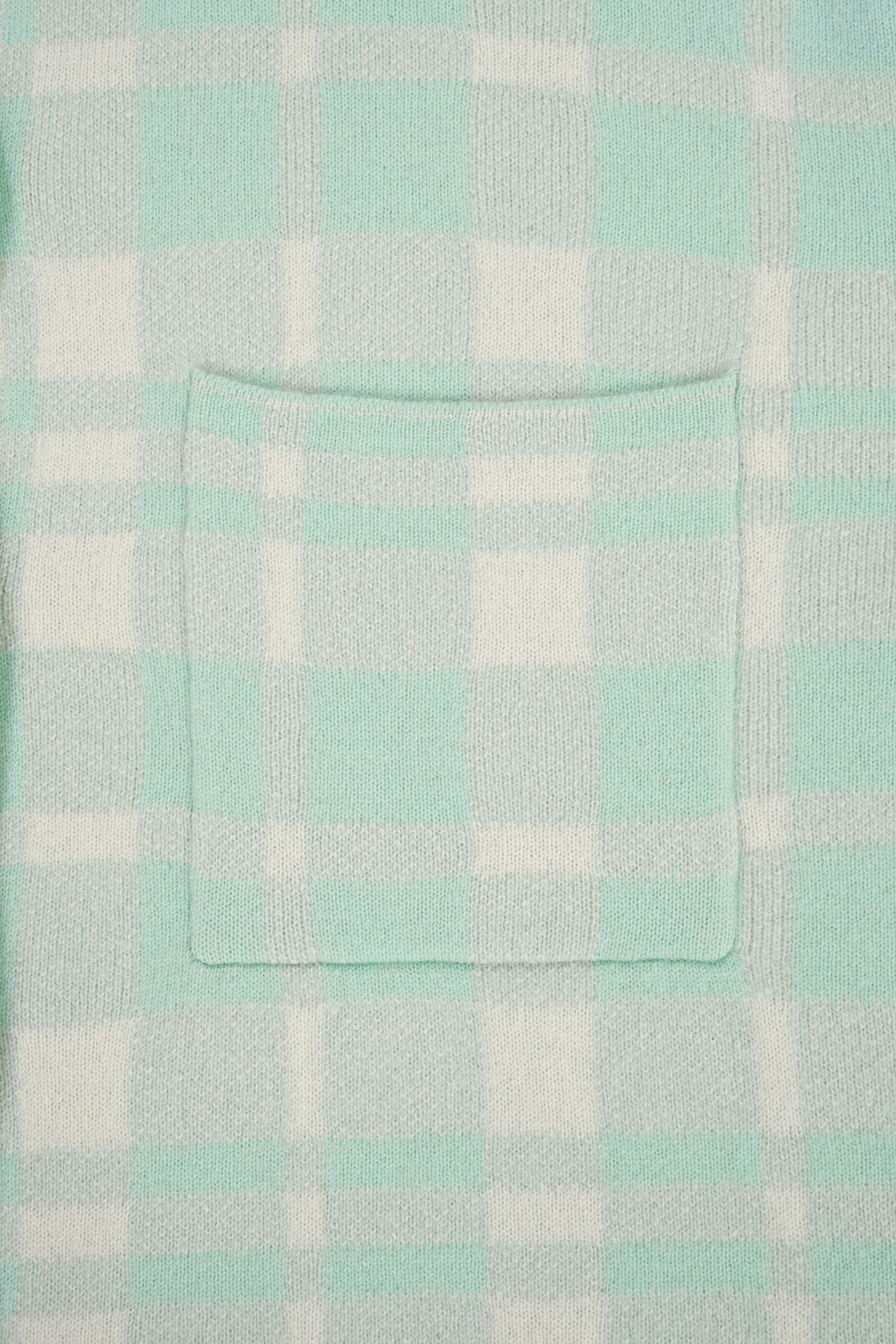 [캐시미어100] 체크 니트 셔츠 BABY BLUE