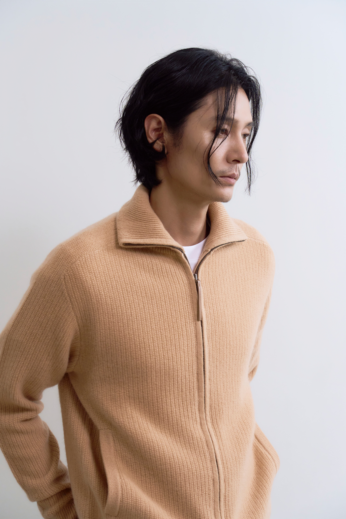 [캐시미어100] 집업 가디건 SOFT CAMEL