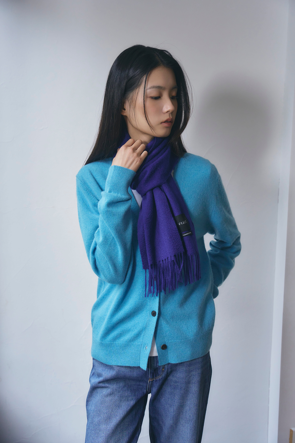 [캐시미어100] 베이직 머플러 ROYAL BLUE