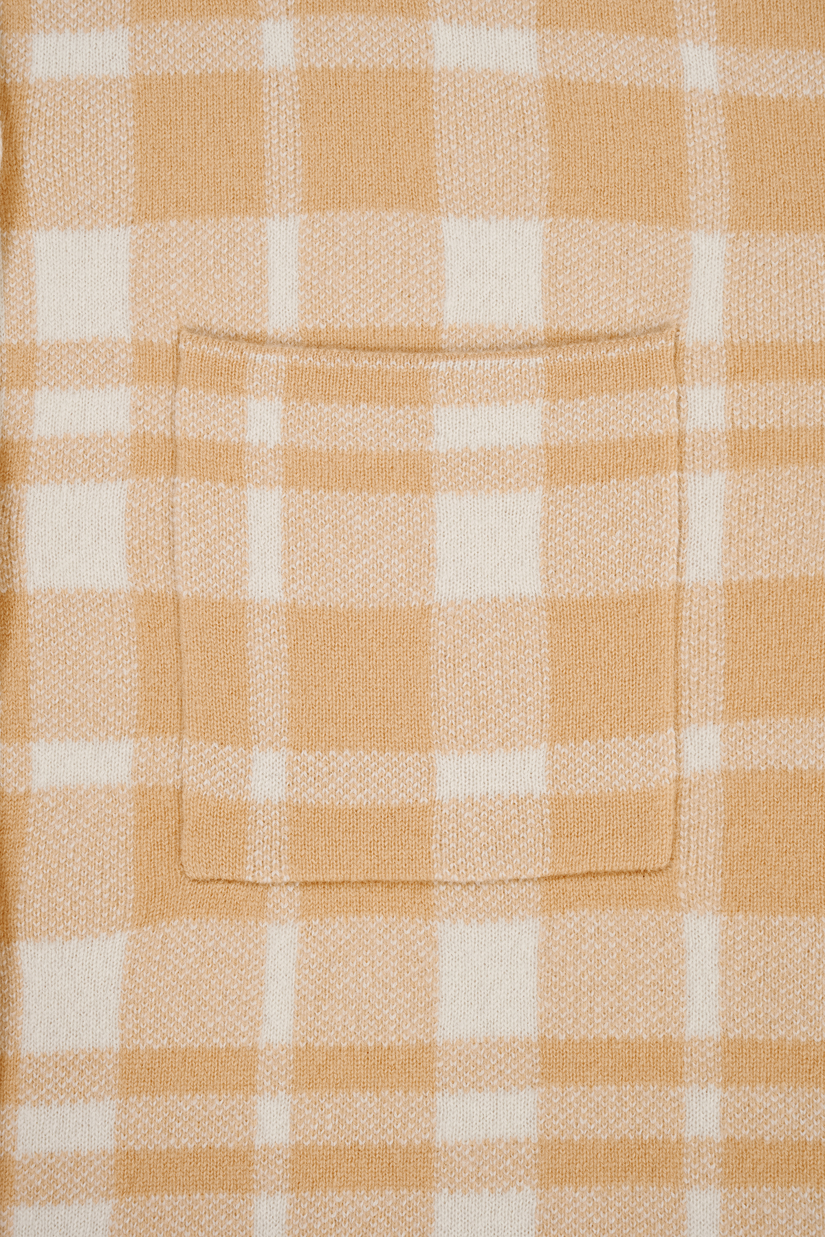 [캐시미어100] 체크 니트 셔츠 CARAMEL BROWN