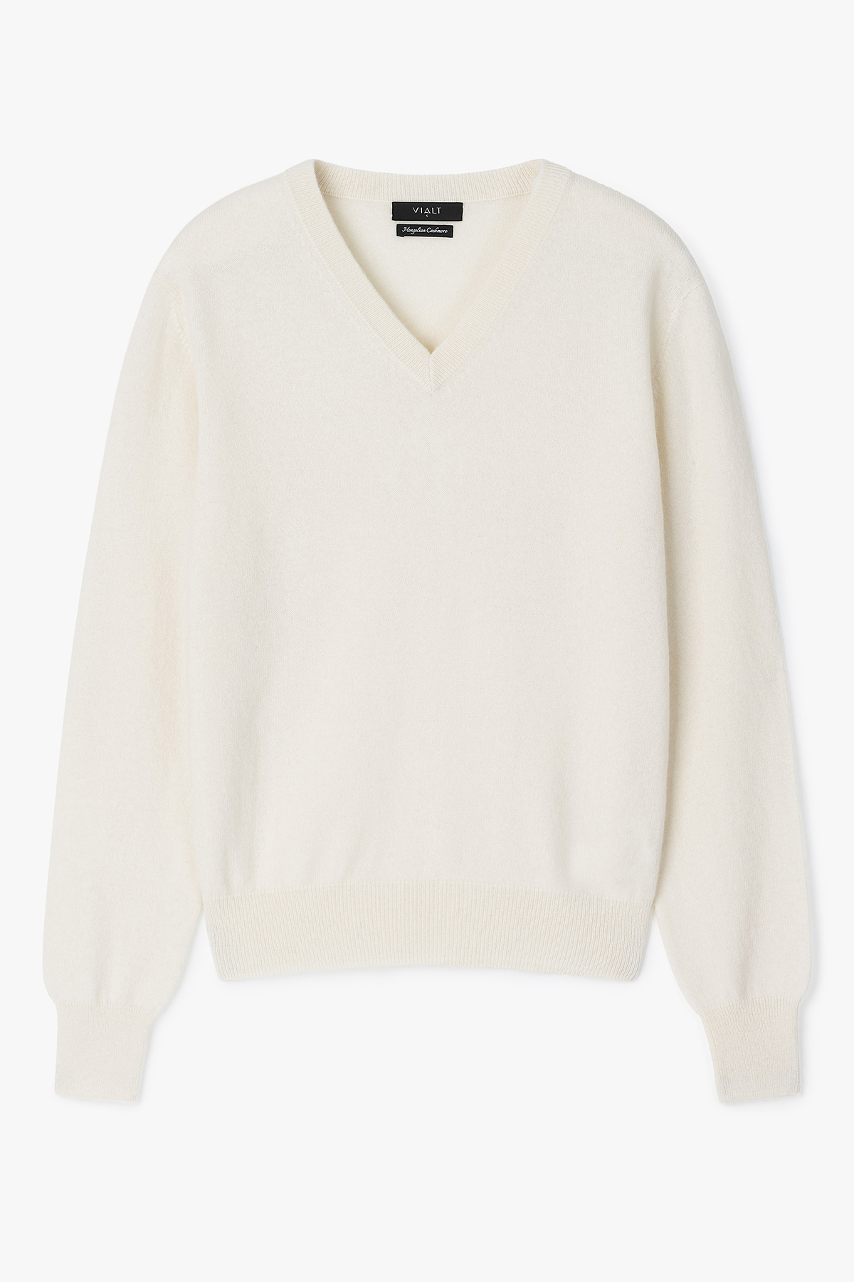 [몽골 캐시미어100] 오가닉 브이넥 니트 NATURAL WHITE