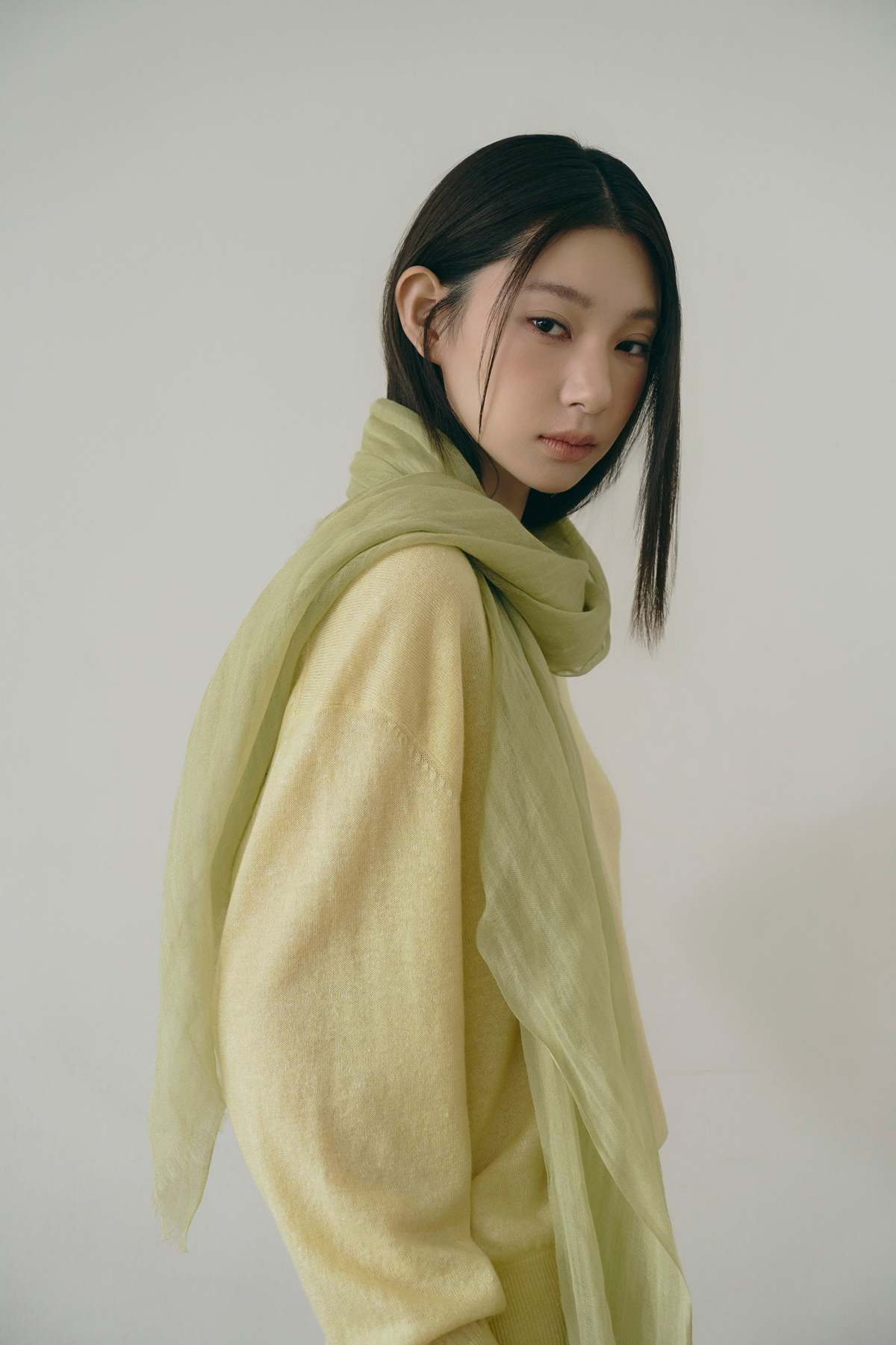 [린넨85 캐시15] 라이트 머플러 SAGE GREEN