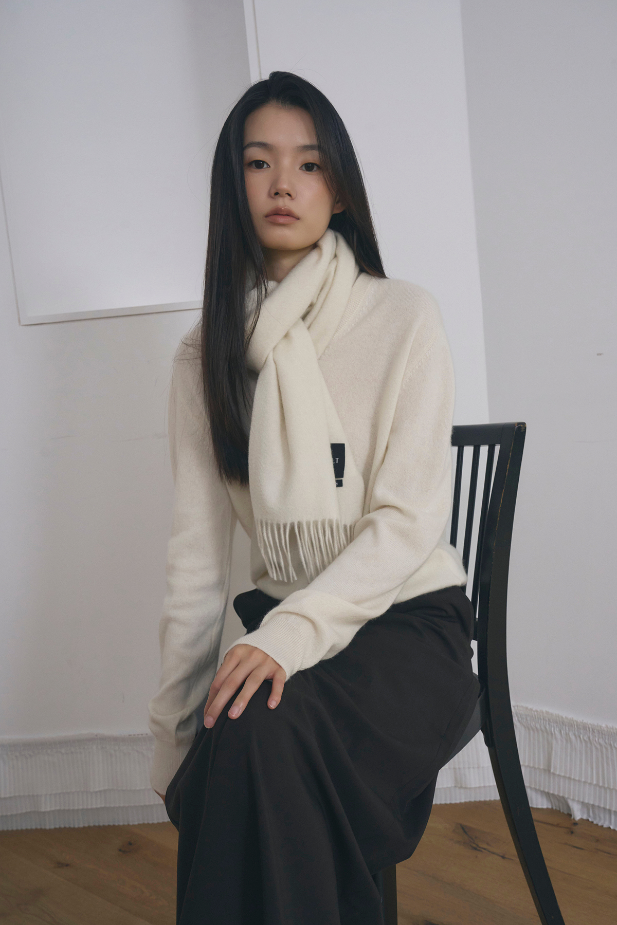 [캐시미어100] 베이직 머플러 WHITE