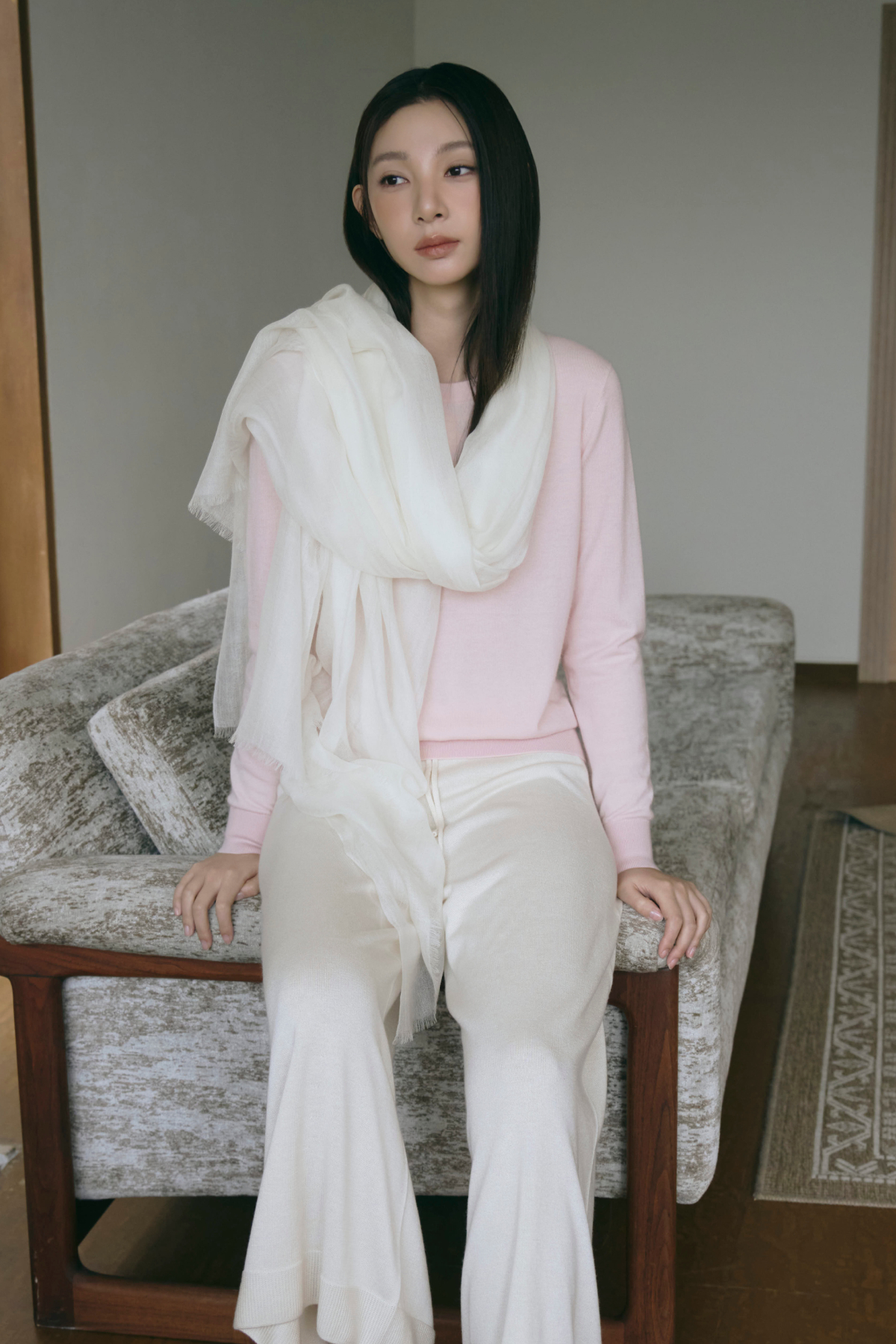 [소모 캐시미어100] 라이트 머플러 IVORY