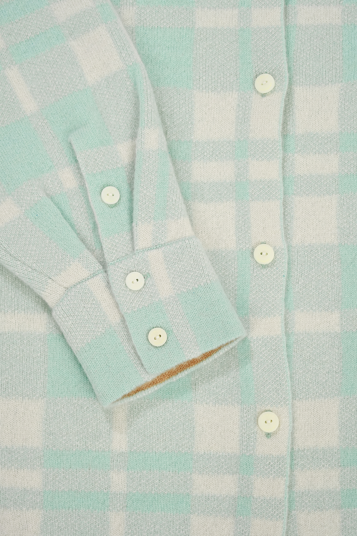 [캐시미어100] 체크 니트 셔츠 BABY BLUE