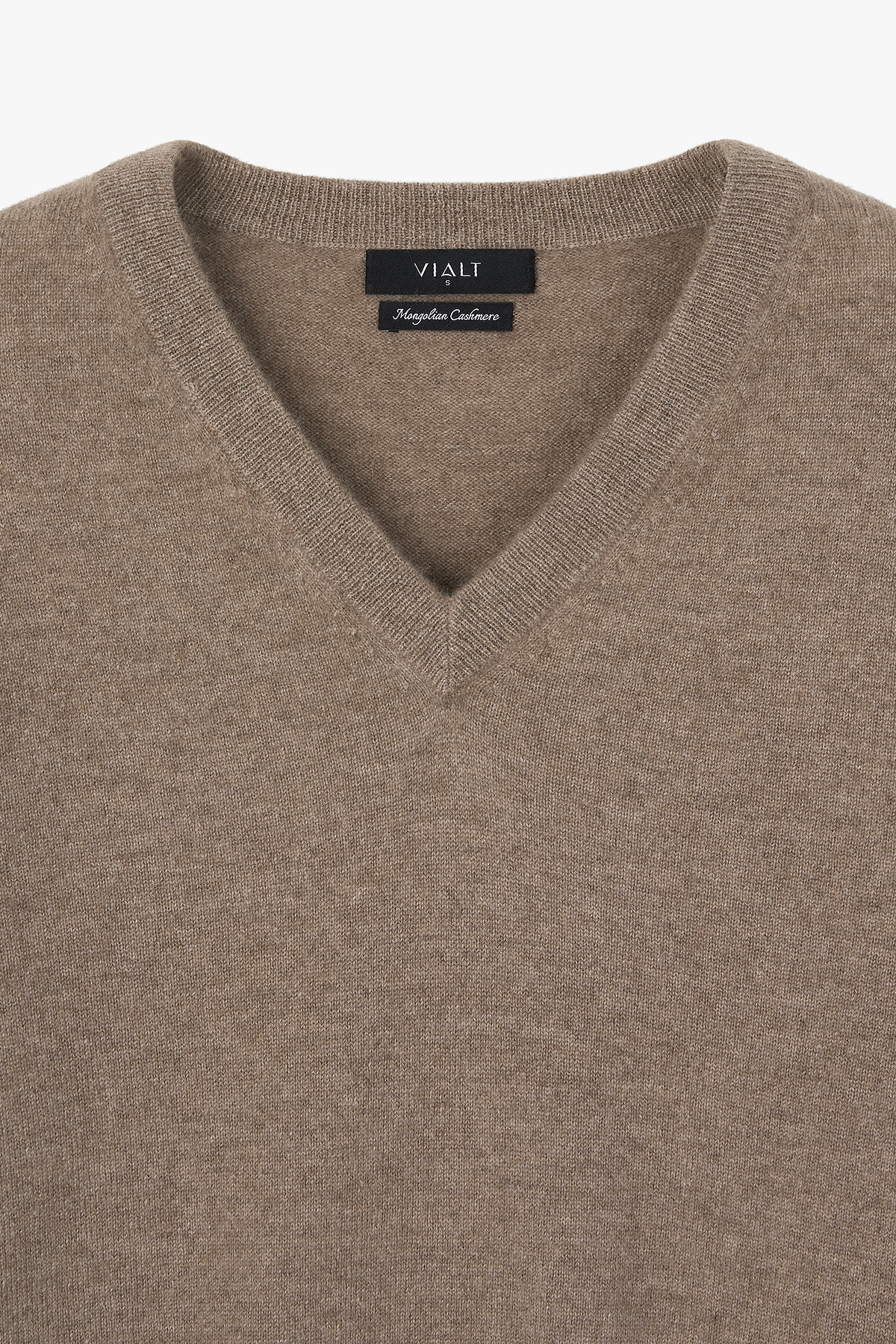 [몽골 캐시미어100] 오가닉 브이넥 니트 NATURAL BROWN