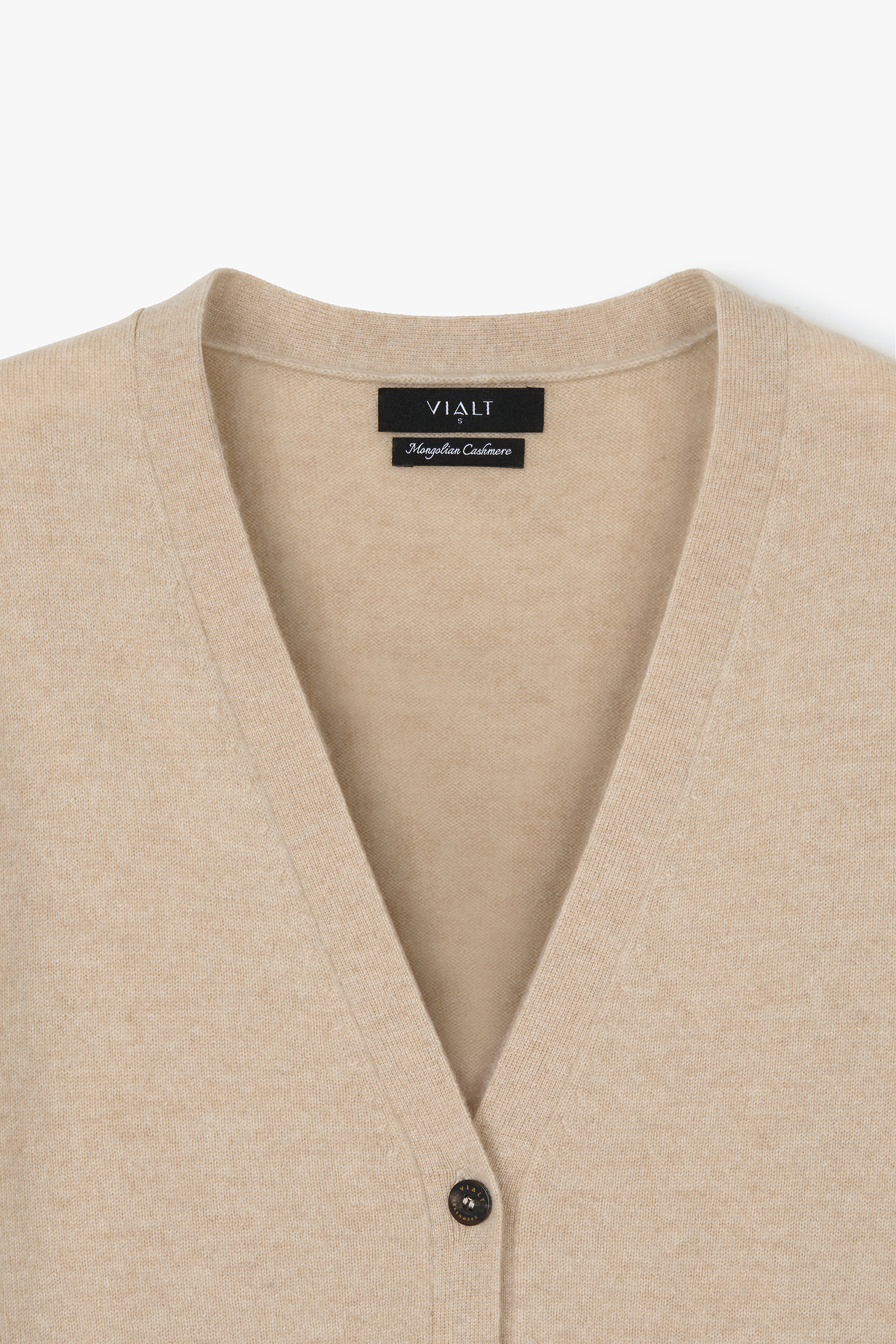 [몽골 캐시미어100] 오가닉 브이넥 가디건 NATURAL BEIGE