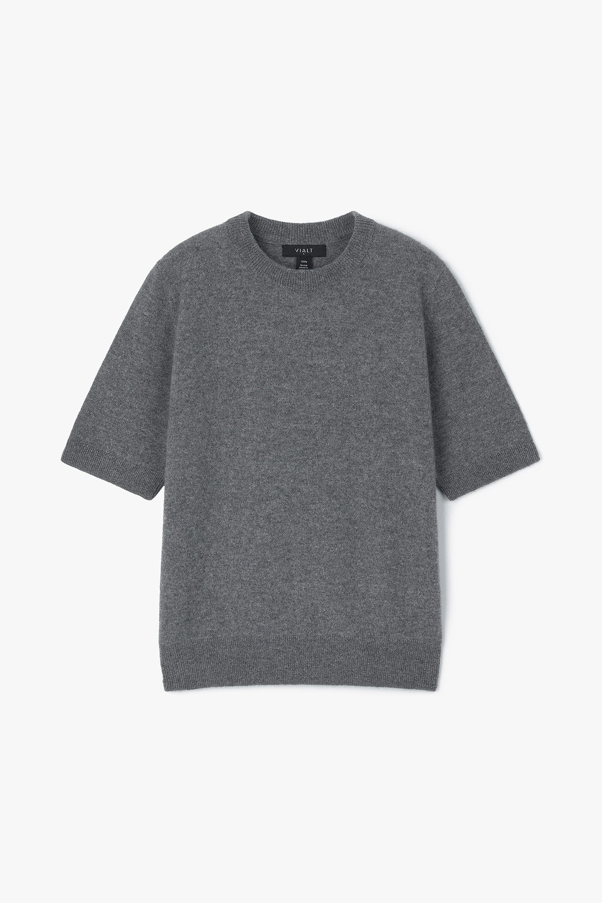 [캐시미어100] 베이직 반팔 니트 STEEL GRAY