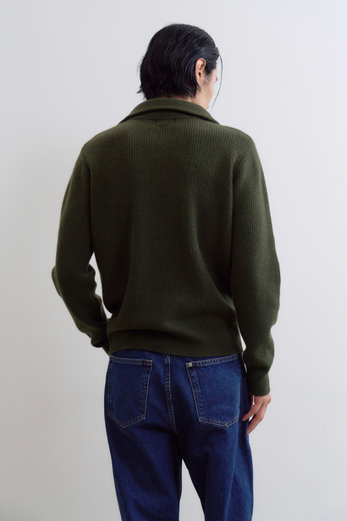[캐시미어100] 비알트 맨 하프 집업 니트 GREEN