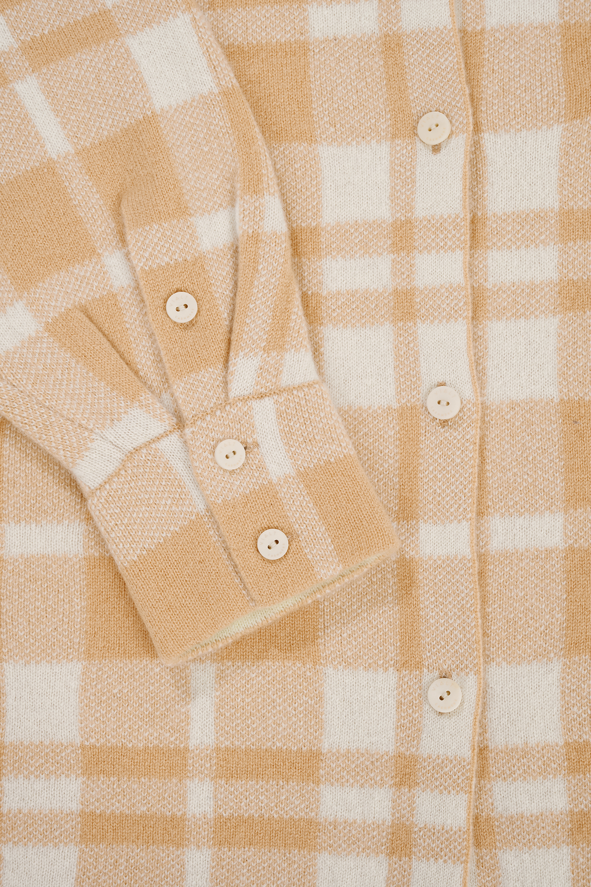 [캐시미어100] 체크 니트 셔츠 CARAMEL BROWN
