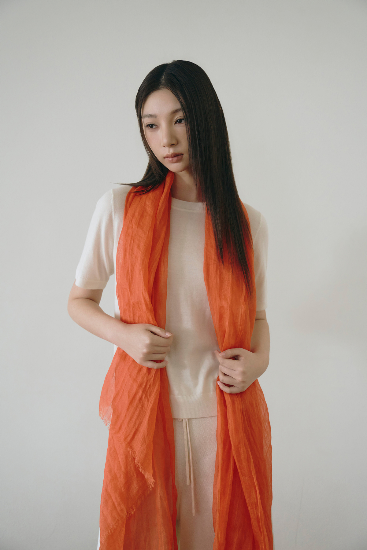 [린넨85 캐시15] 라이트 머플러 ORANGE