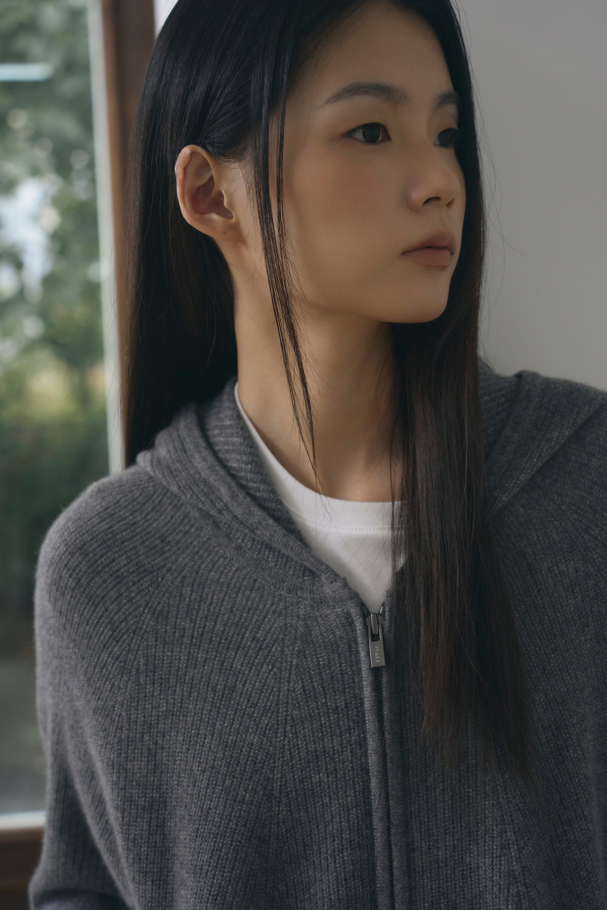 [캐시미어100] 베이직 후드 가디건 STEEL GRAY
