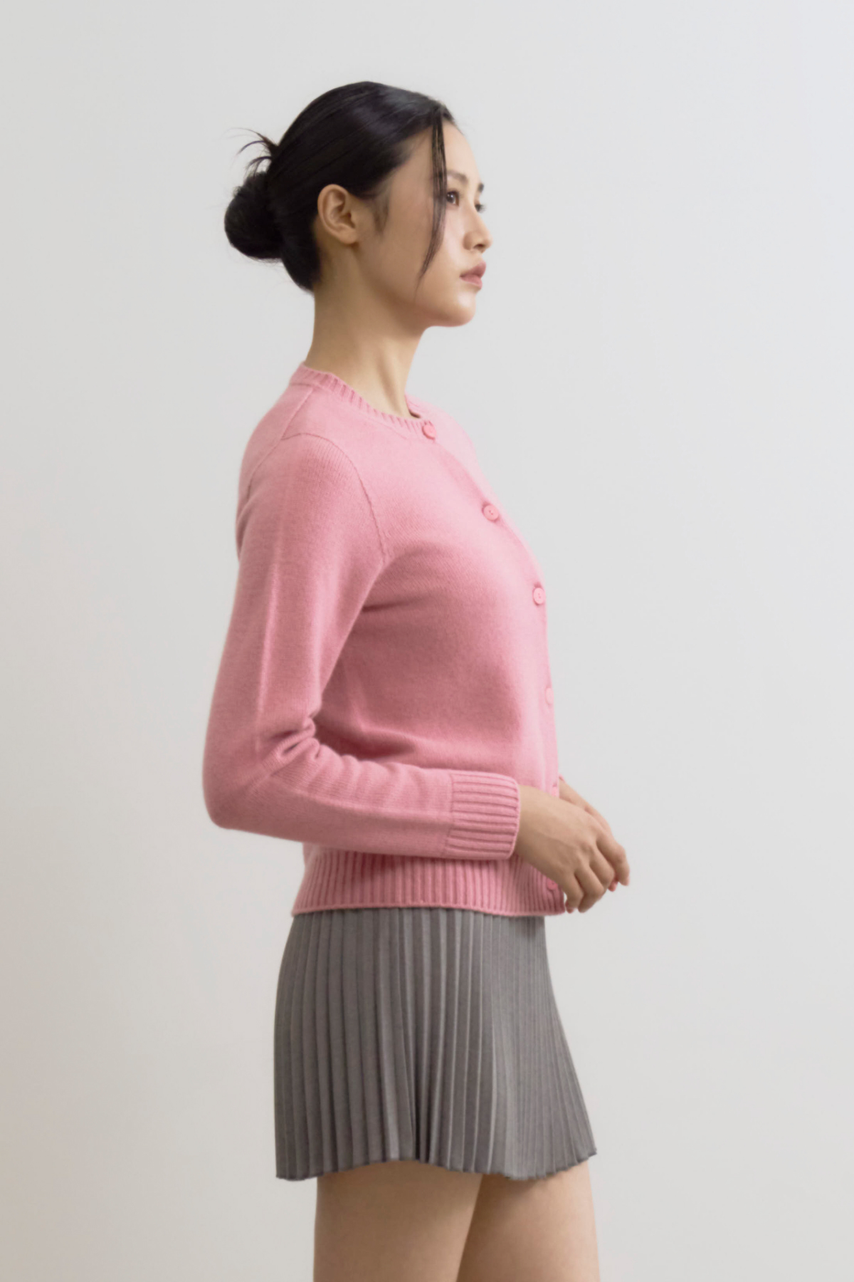 [캐시미어100] 미드게이지 베이직 라운드넥 PINK