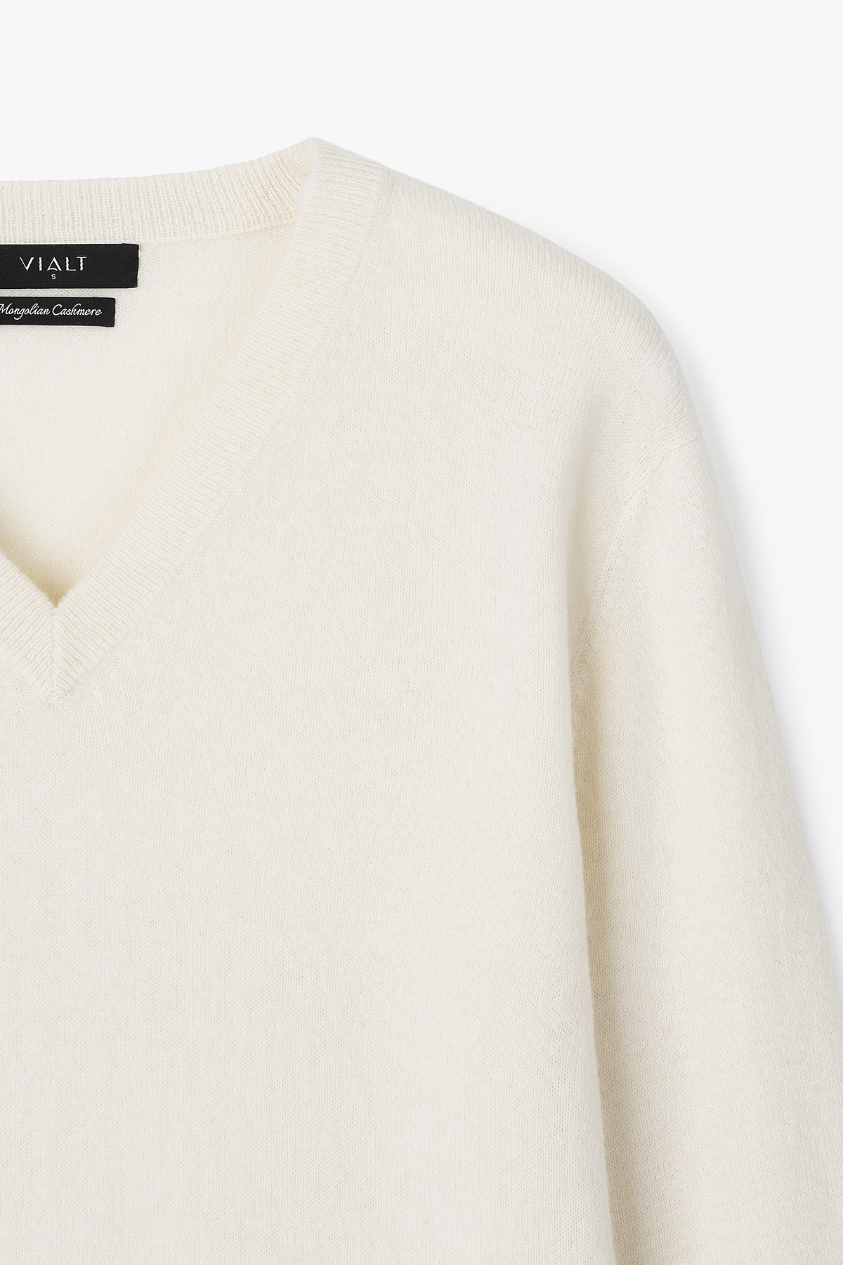 [몽골 캐시미어100] 오가닉 브이넥 니트 NATURAL WHITE