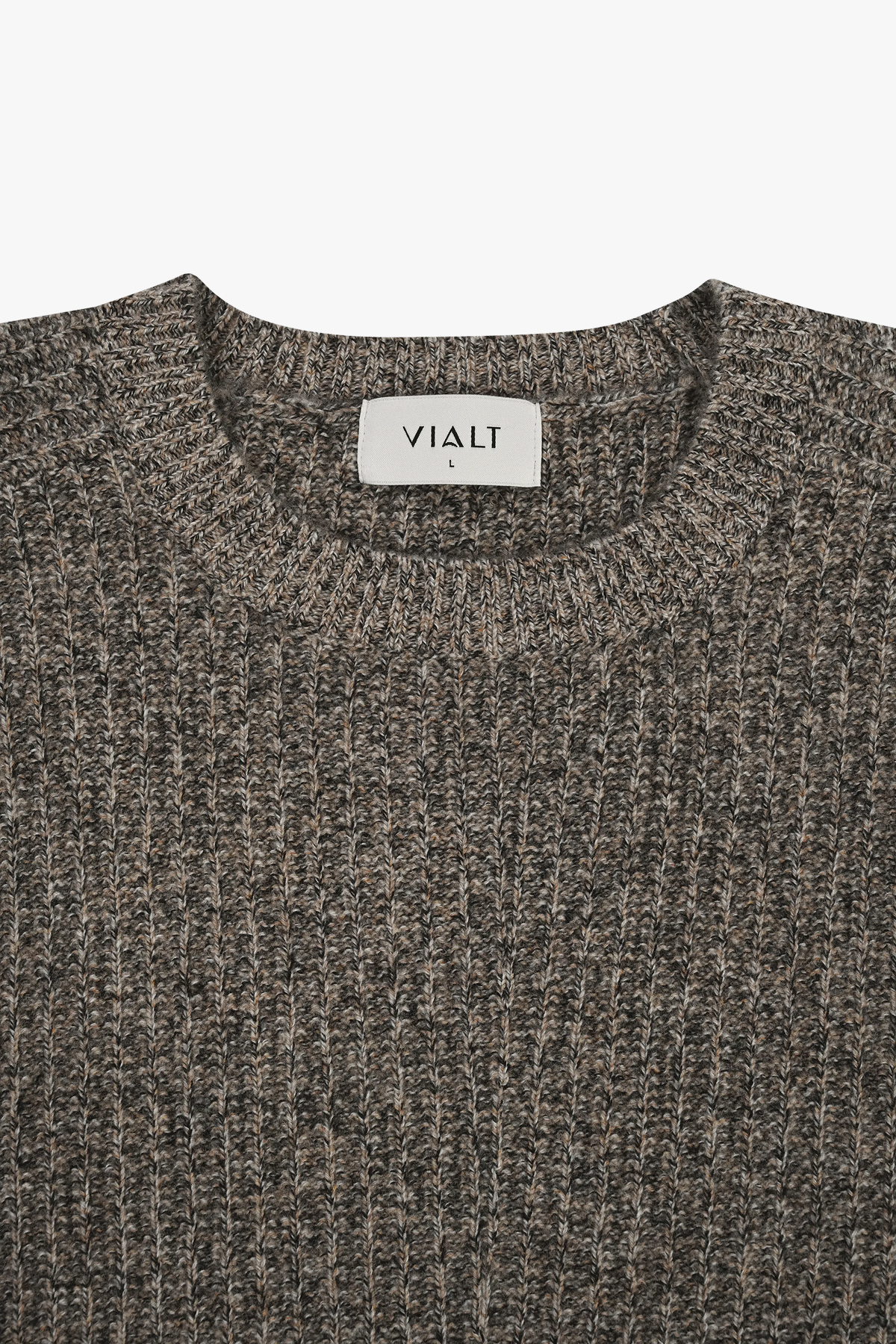 [캐시미어100] 하찌 라운드 니트 TWEED BROWN