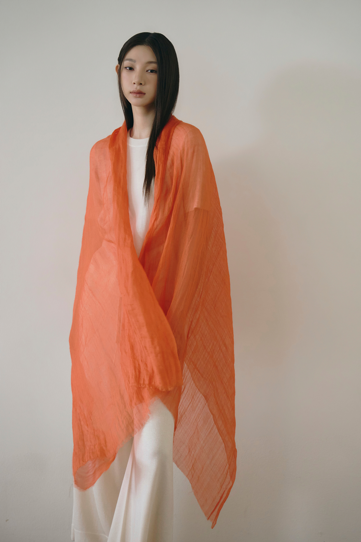 [린넨85 캐시15] 라이트 머플러 ORANGE