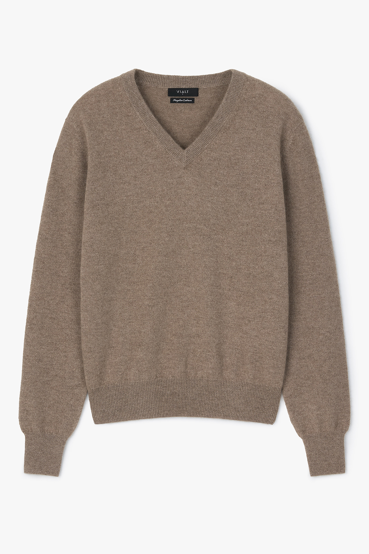 [몽골 캐시미어100] 오가닉 브이넥 니트 NATURAL BROWN