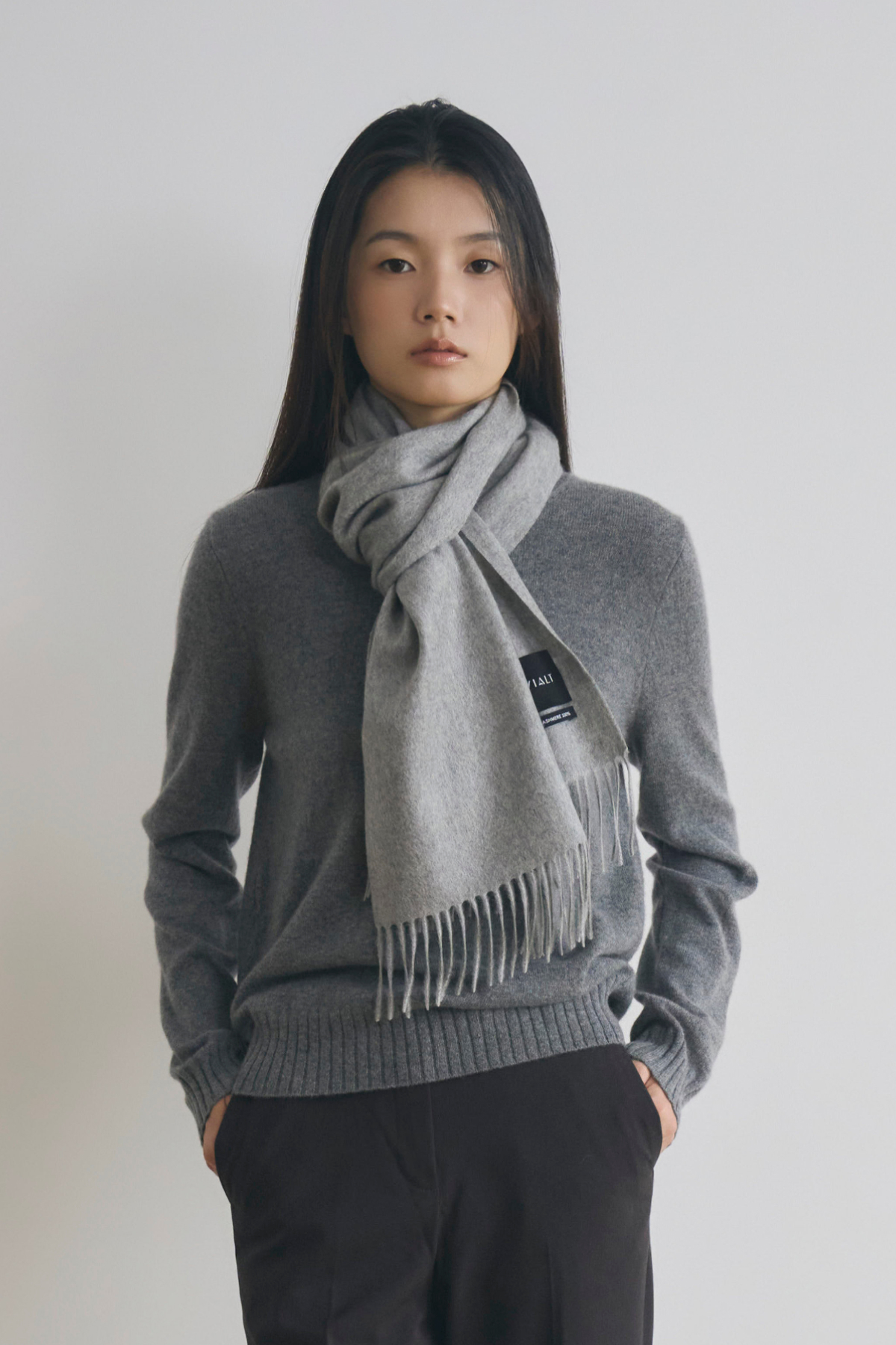 [캐시미어100] 베이직 머플러 MID GRAY
