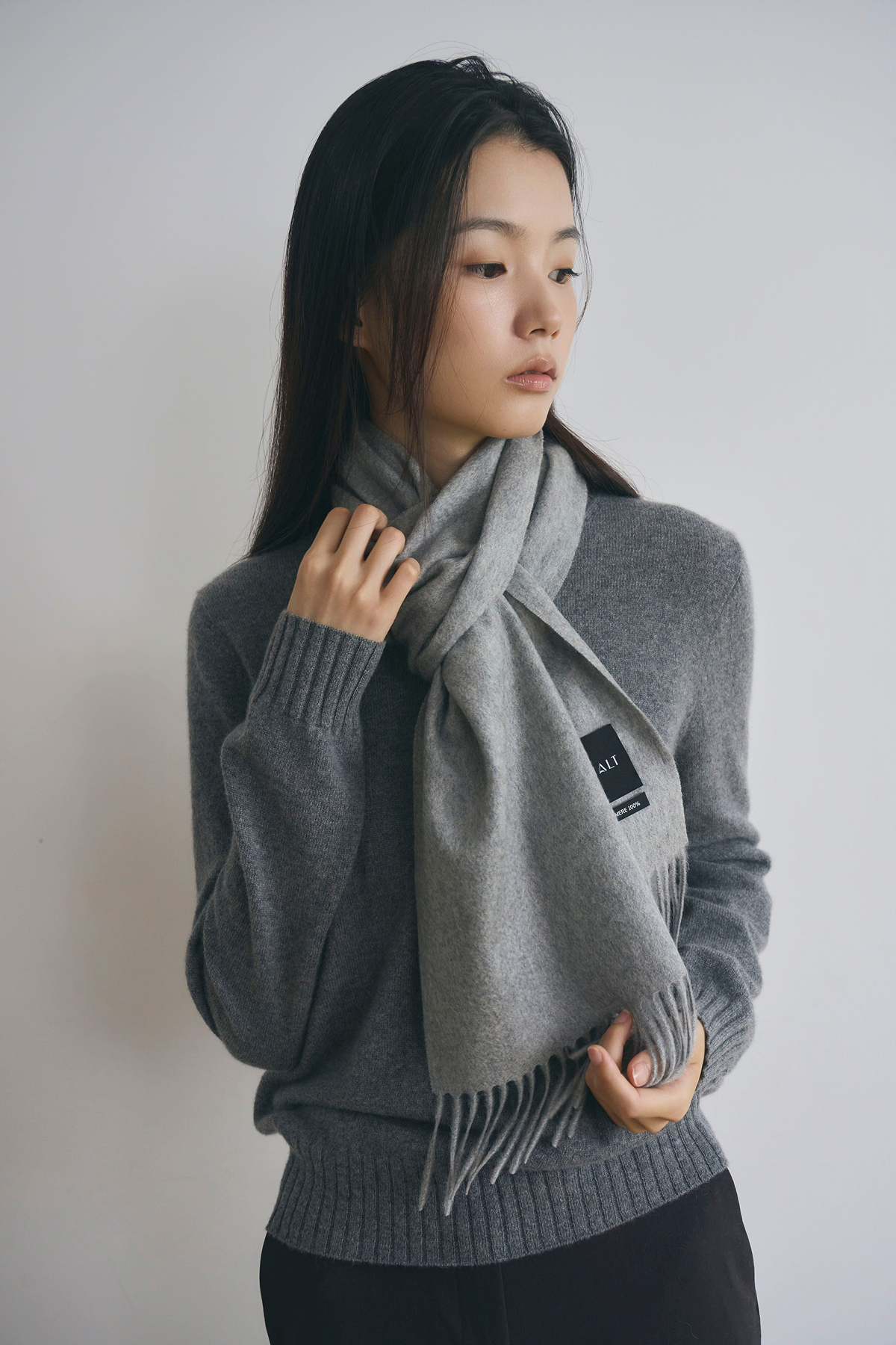 [캐시미어100] 베이직 머플러 MID GRAY