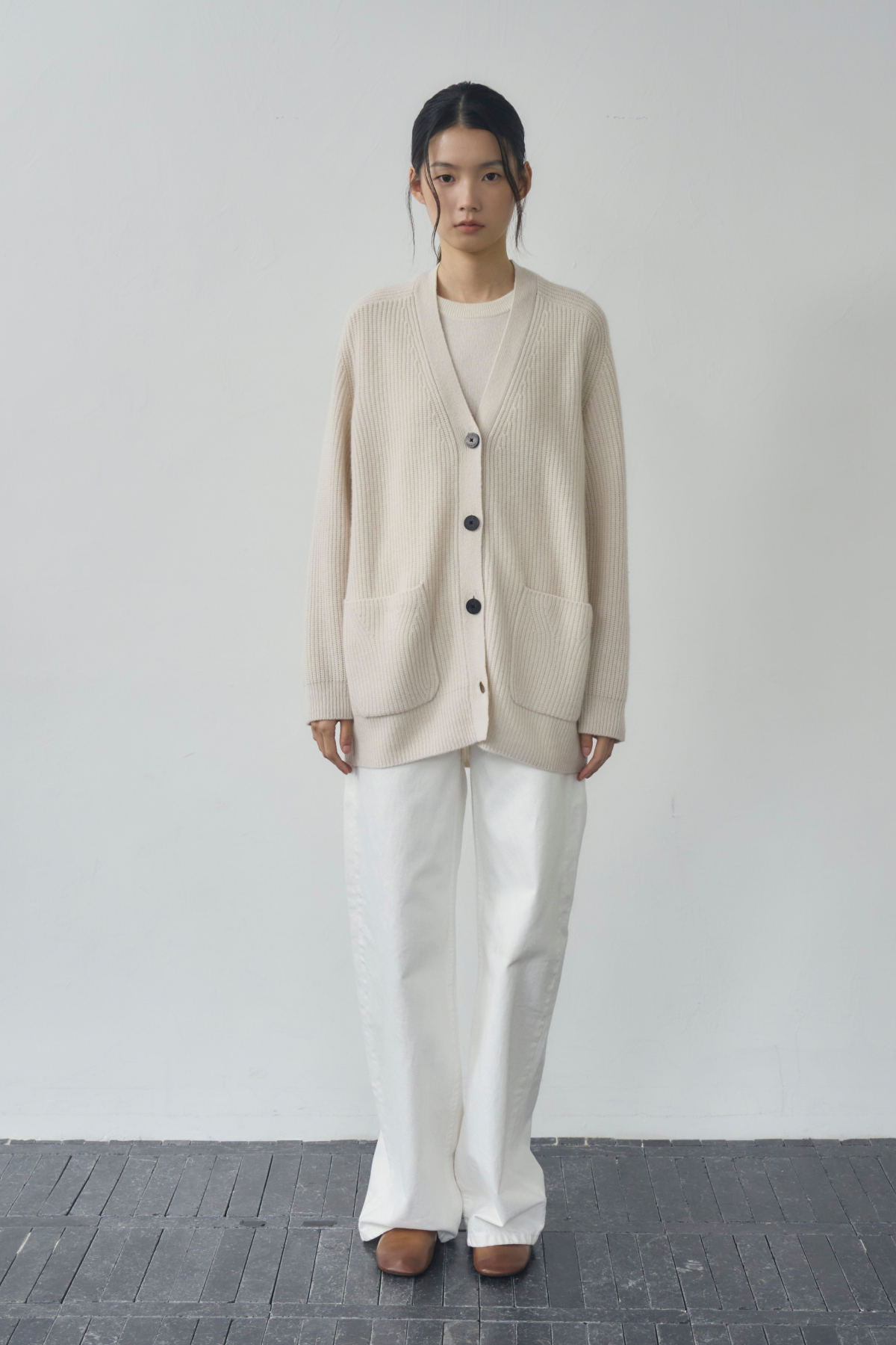 [캐시미어100] 하찌 롱 가디건 NATURAL WHITE
