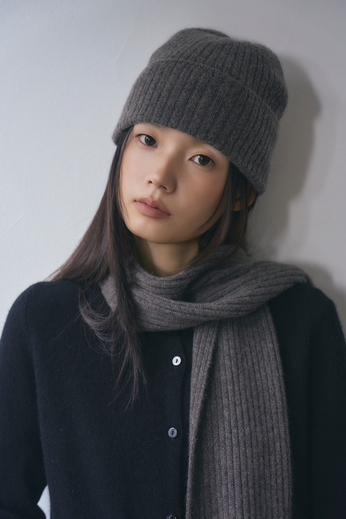 [캐시미어100] 케이블 비니 MELANGE GRAY 복제