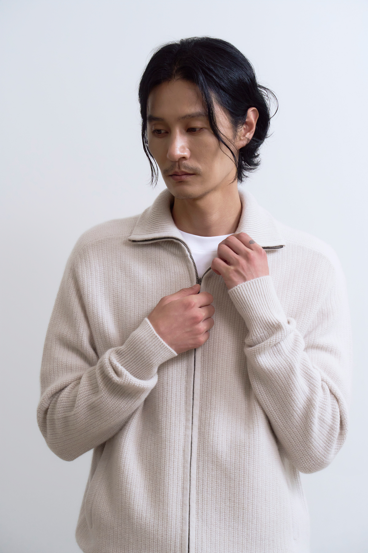[캐시미어100] 집업 가디건 SWAN GRAY