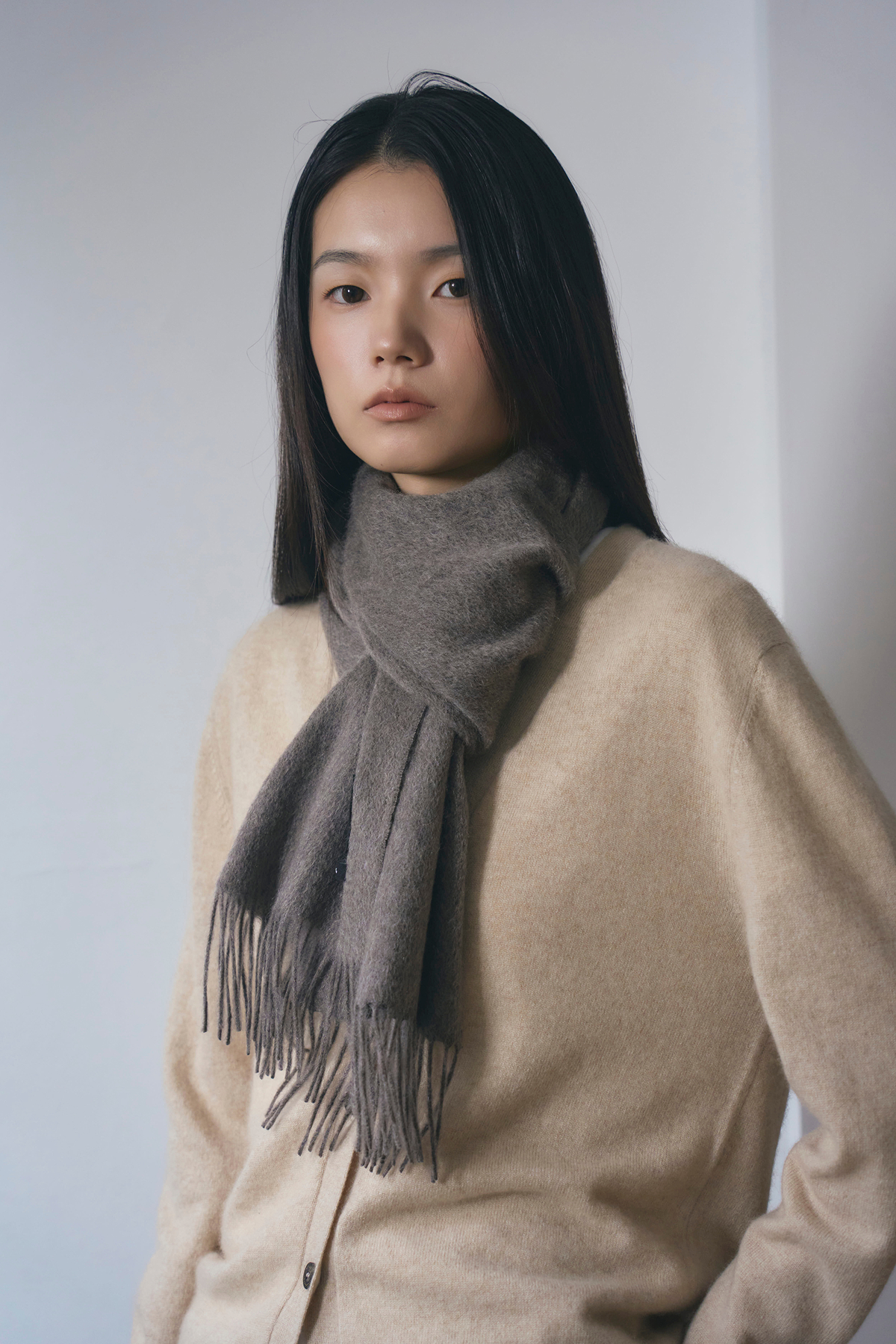 [캐시미어100] 베이직 머플러 NATURAL BROWN