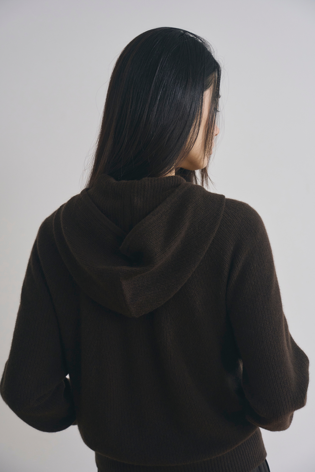 [캐시미어100] 베이직 후드 가디건 CHOCO GRAY