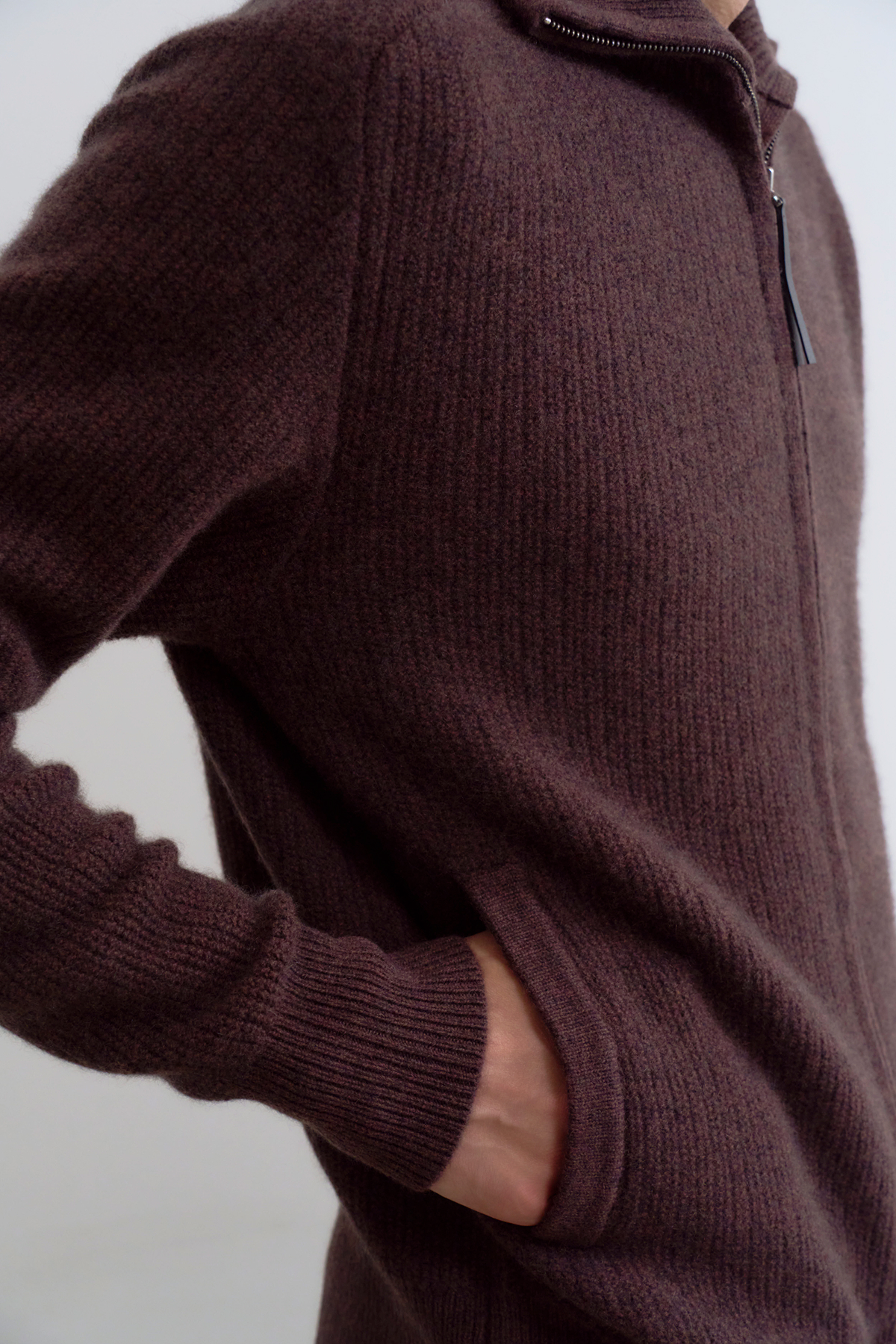 [캐시미어100] 집업 가디건 MAHOGANY BROWN
