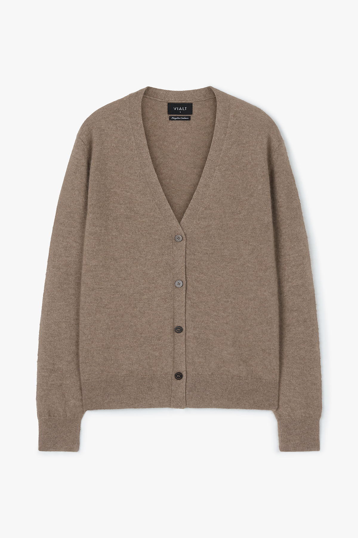 [몽골 캐시미어100] 오가닉 브이넥 가디건 NATURAL BROWN