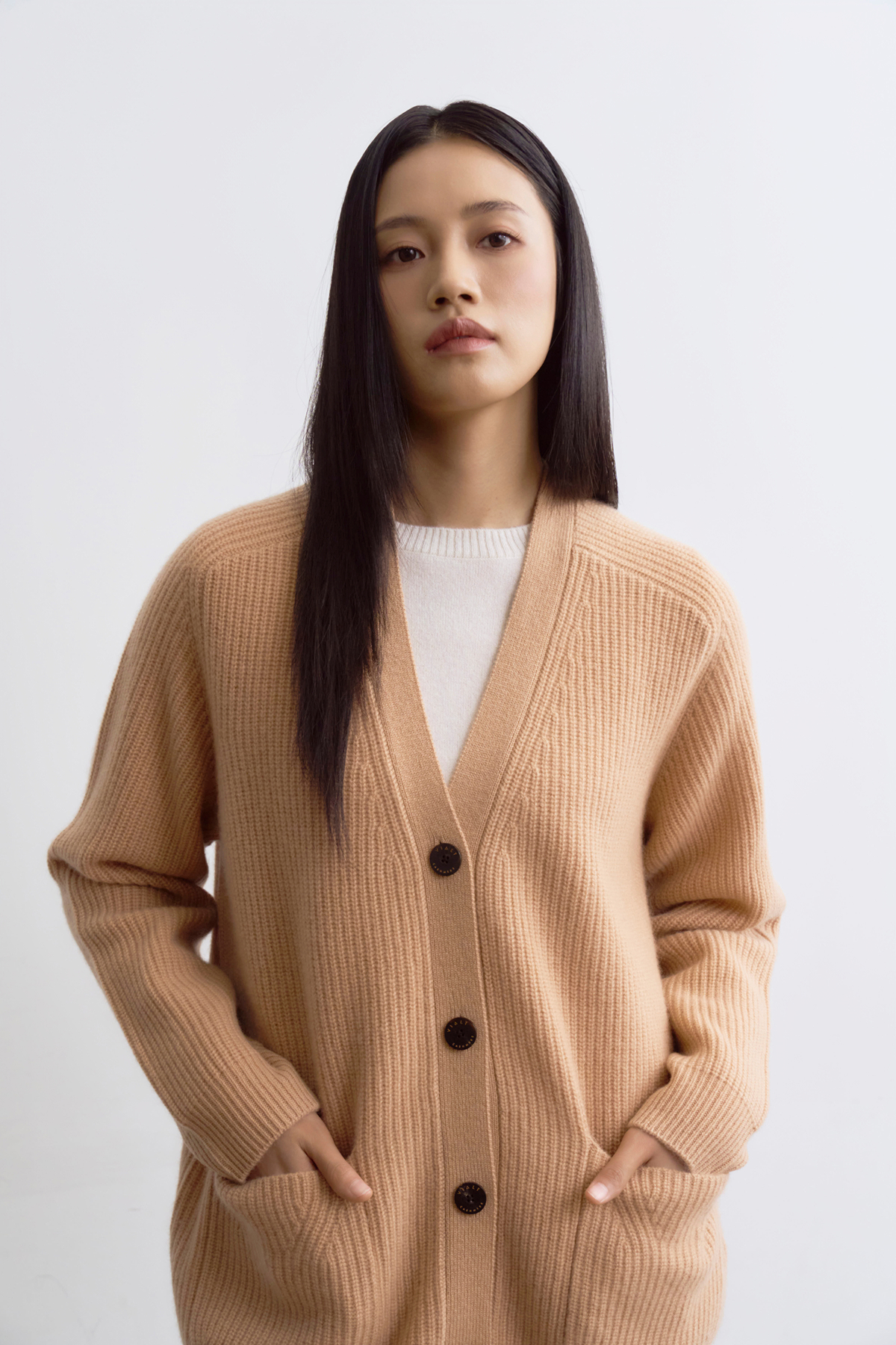 [캐시미어100] 하찌 롱 가디건 CARAMEL BROWN