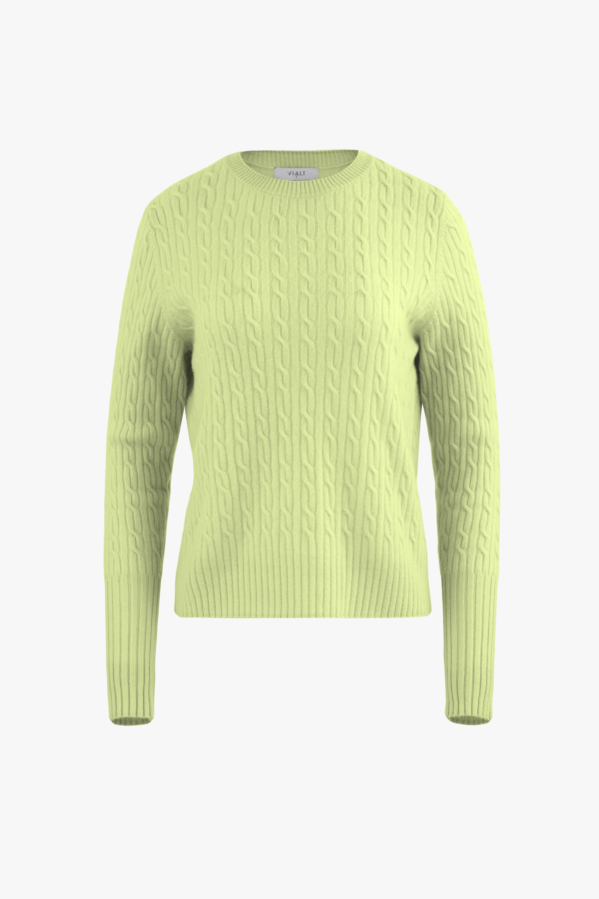 [캐시미어100] 에센셜 케이블 니트 LEMON GREEN