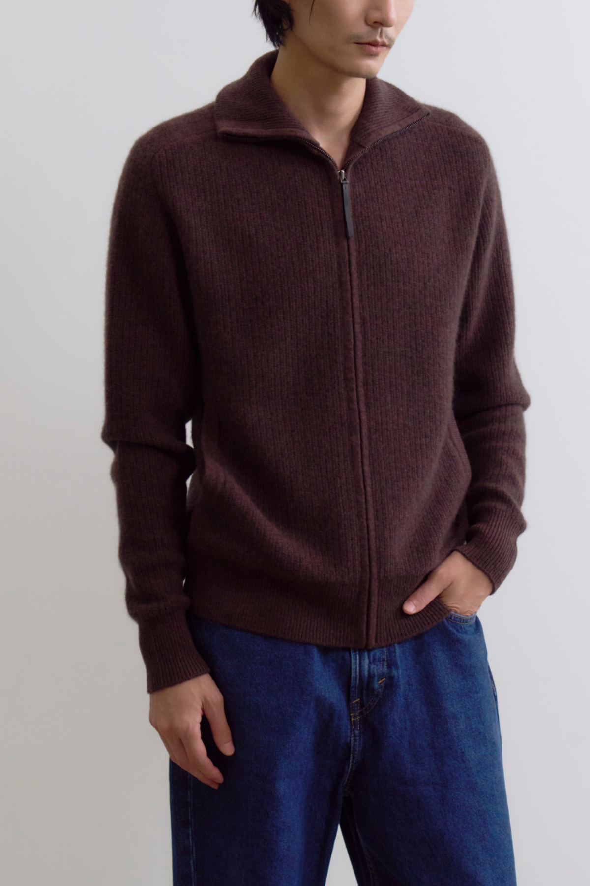 [캐시미어100] 집업 가디건 MAHOGANY BROWN