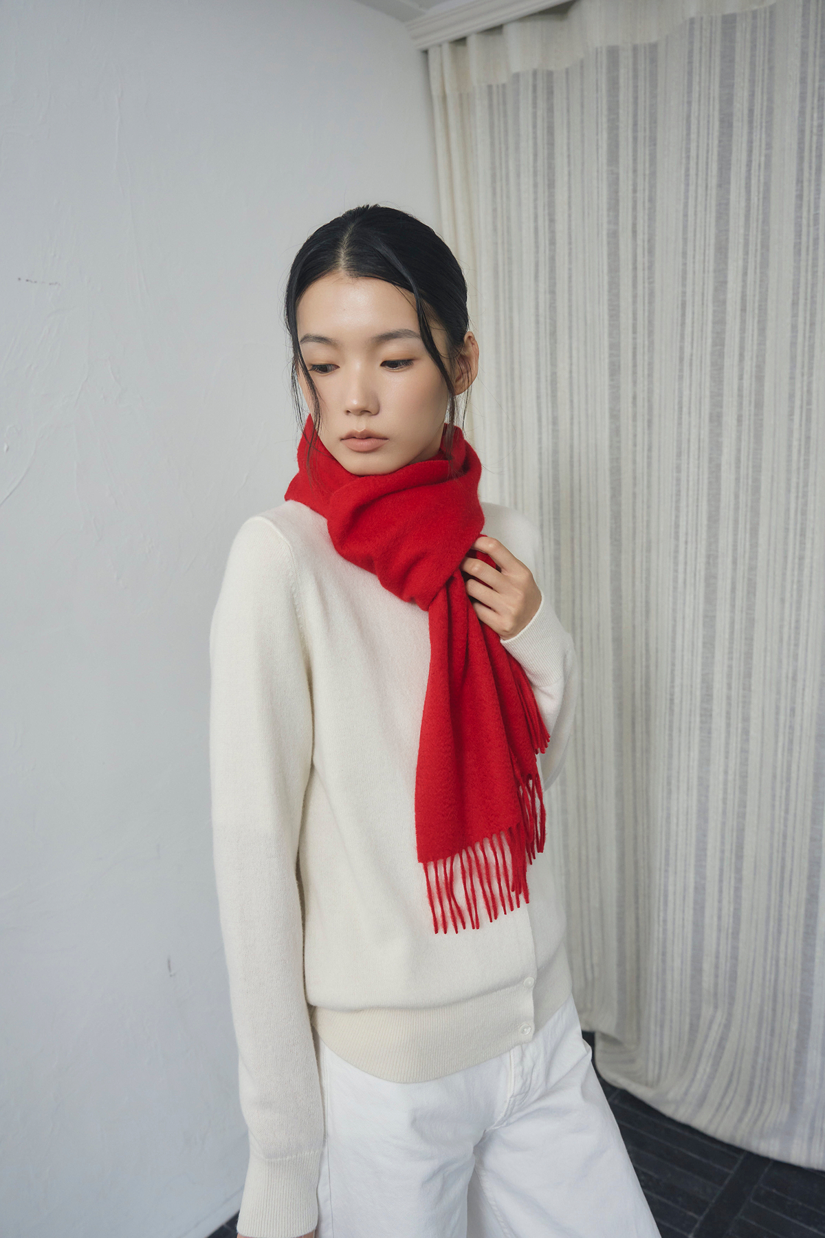 [캐시미어100] 베이직 머플러 RED