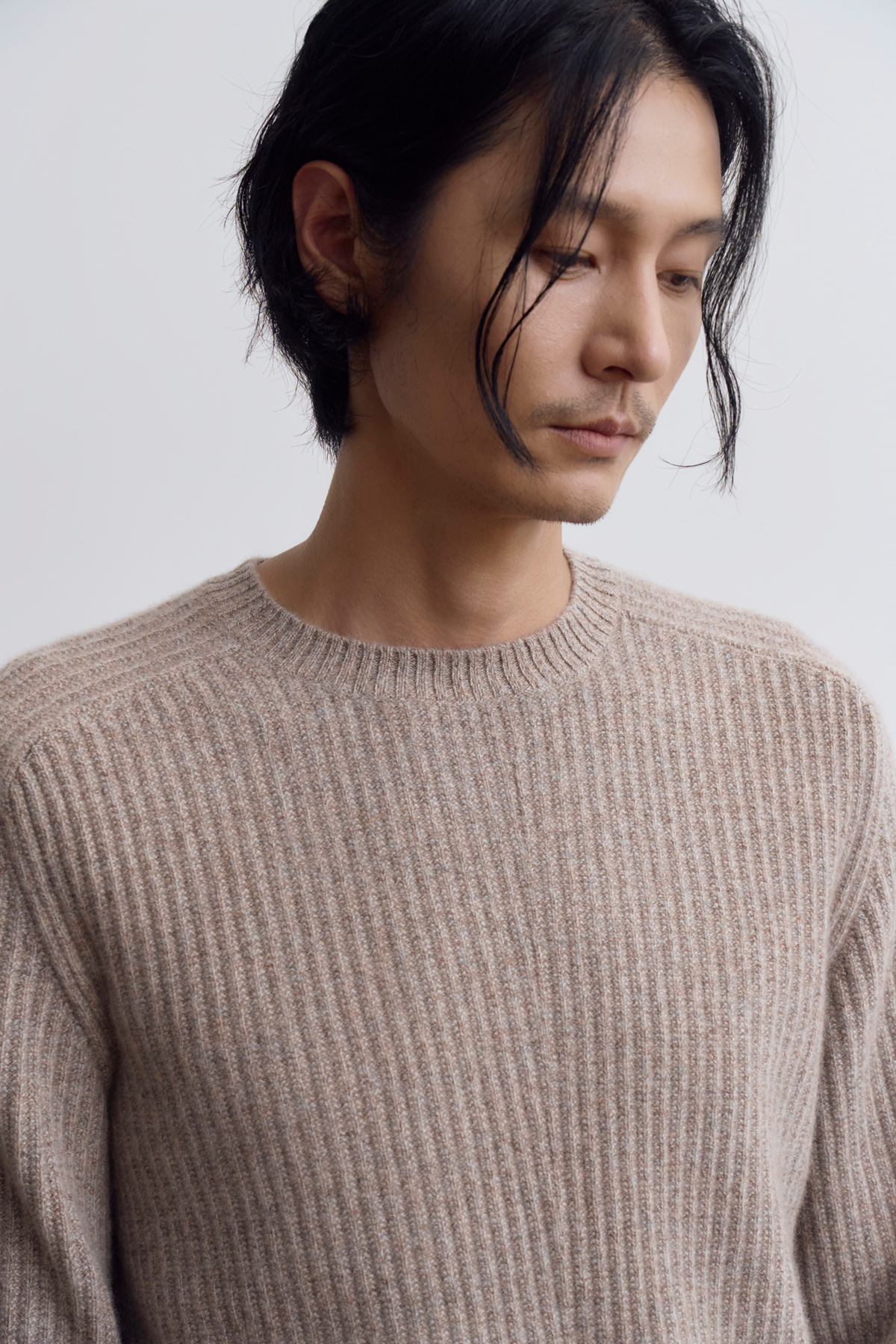 [캐시미어100] 하찌 라운드 니트 ASH GRAY