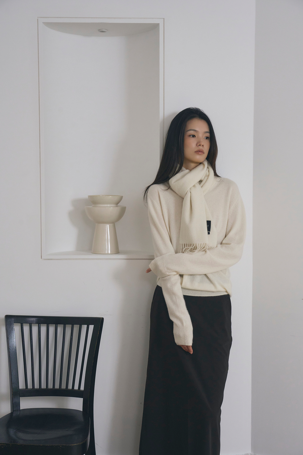 [캐시미어100] 베이직 머플러 WHITE