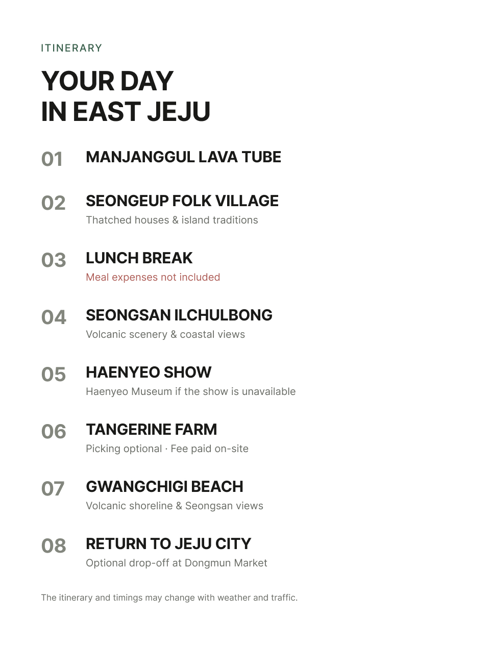 Jeju Eastern Join in Day Tour