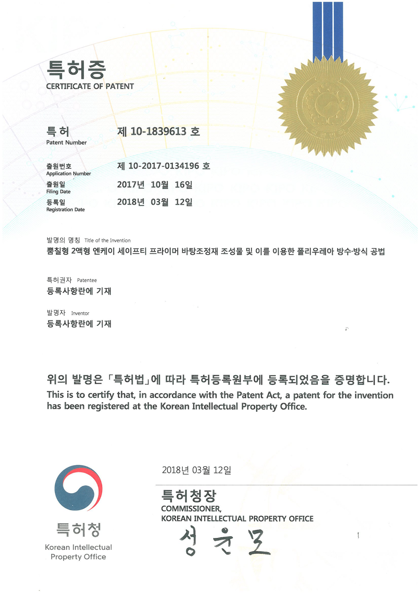 NK Patent Certificate