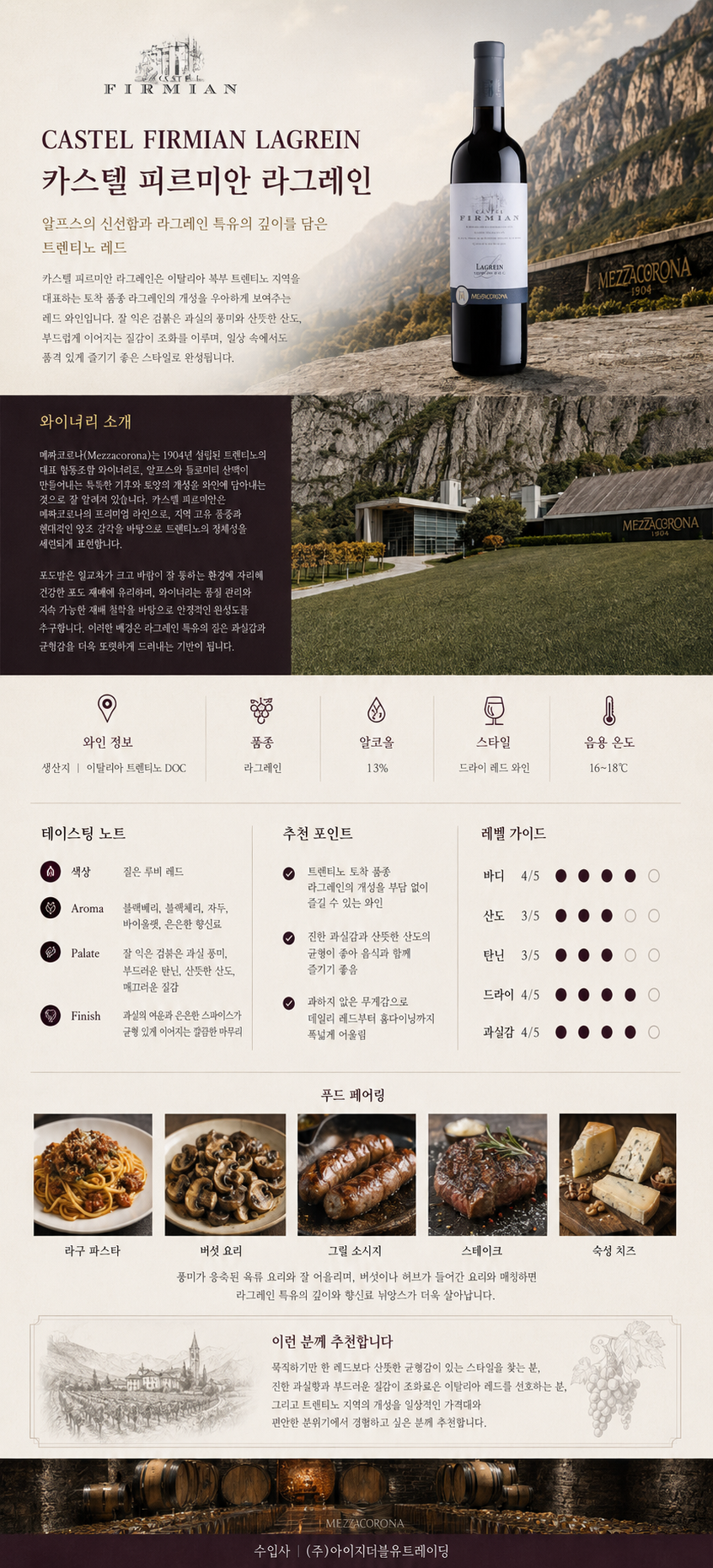 [고기와 잘 어울리는 트렌티노 레드] 카스텔 피르미안 라그레인