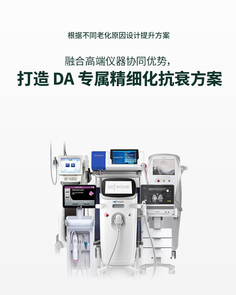 融合高端仪器协同优势，打造 DA 专属精细化抗衰方案