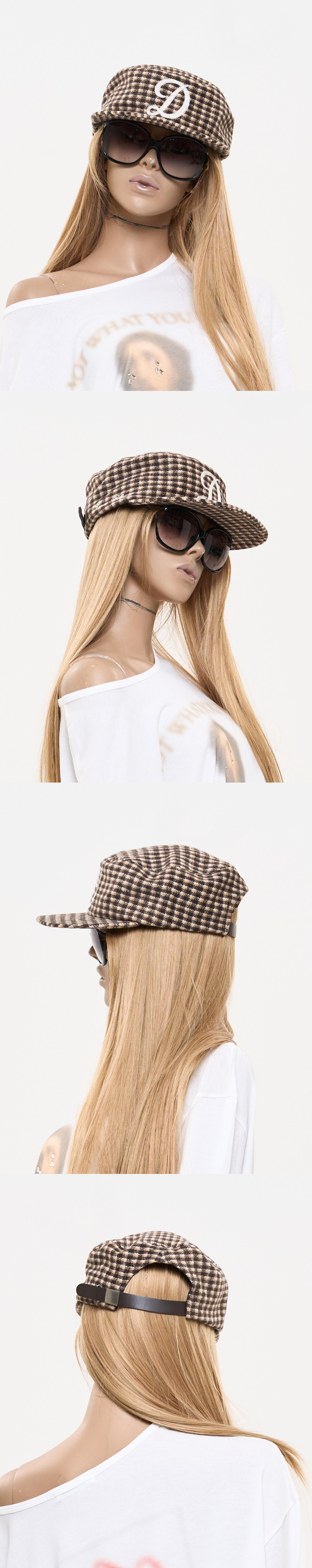 PILLBOX CAP CHECK BROWN