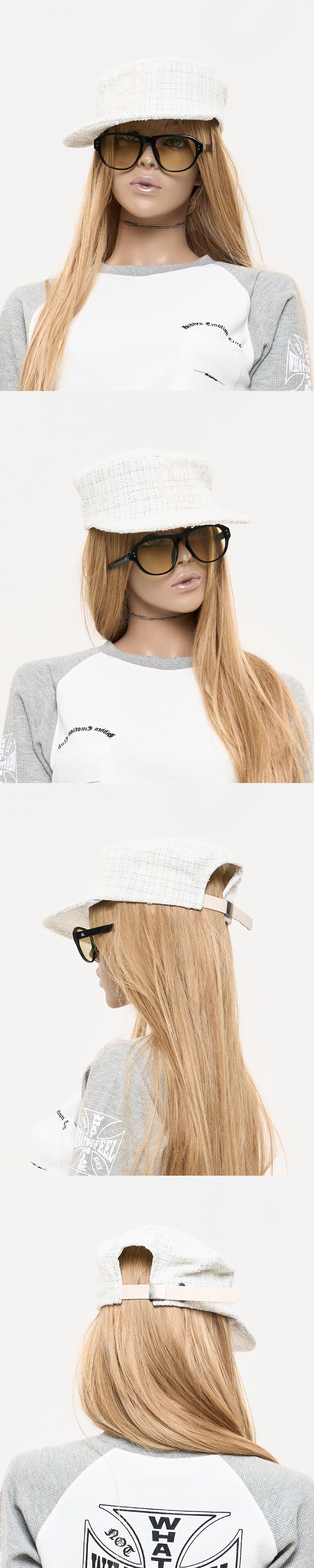 PILLBOX CAP TWEED WHITE