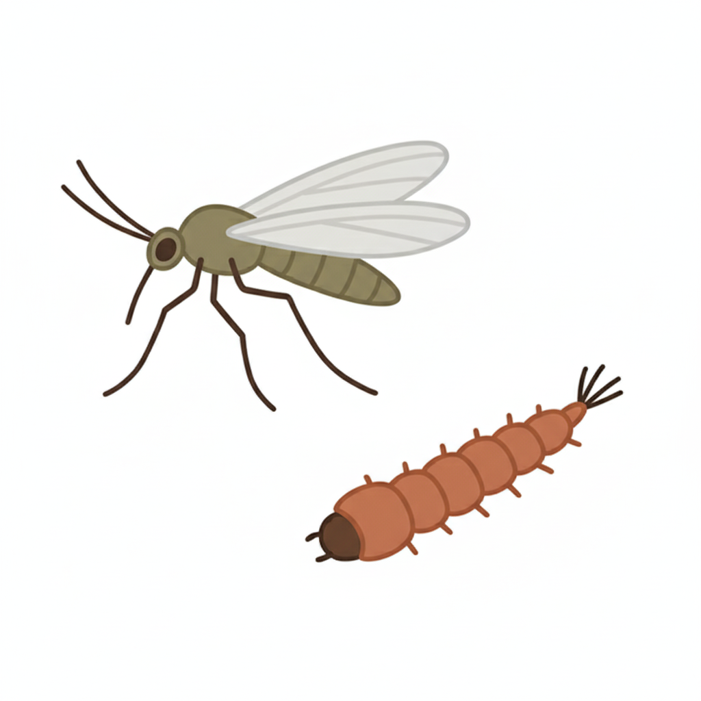 케어원 깔따구 성충, 깔따구 유충